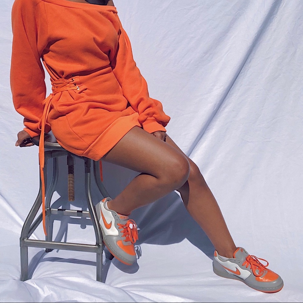 Orange Grey and White Nike Sneakers